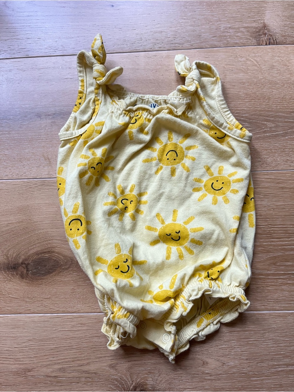3-6 Yellow Sun Print Baby One-Piece Romper